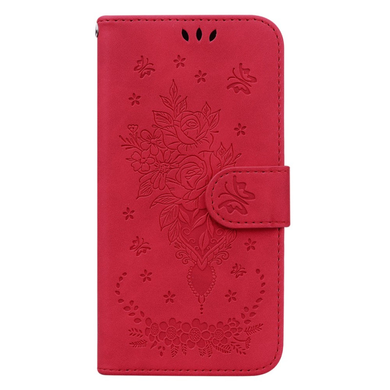 Funda Xiaomi Redmi Note 12 4G con colgante rosa y mariposa