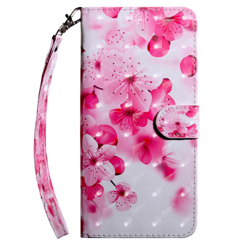 Funda Google Pixel 7A Flores Rosa con Lanyard