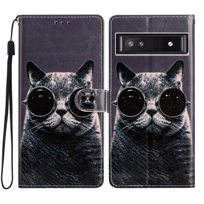 Para Google Pixel 6a Funda de cuero para teléfono con gatos de