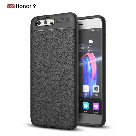 Funda de cuero Huawei Honor 9 efecto lichi doble línea