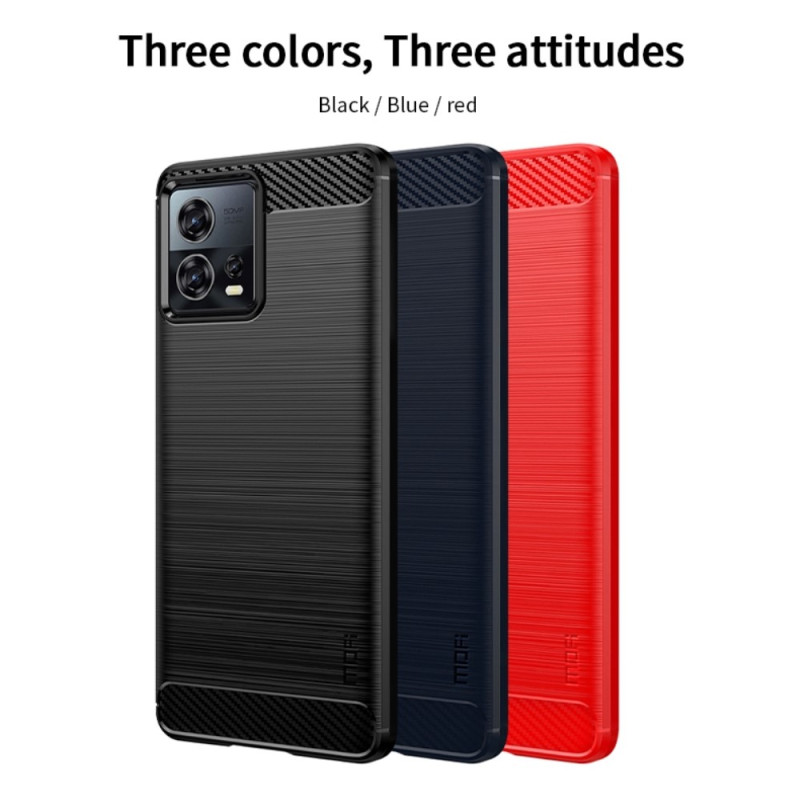 Para Xiaomi Poco M6 Pro Funda de teléfono TPU de fibra de carbono con  textura cepillada (rojo)