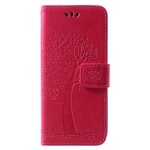 Funda Samsung Galaxy A8 2018 efecto árbol y búhos en piel