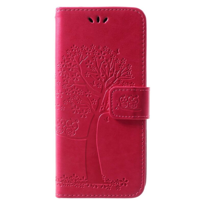 Funda Samsung Galaxy A8 2018 efecto árbol y búhos en piel