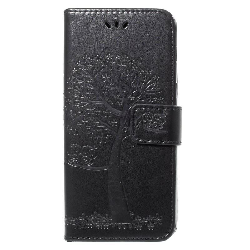 Funda Samsung Galaxy A8 2018 efecto árbol y búhos en piel