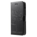 Funda Samsung Galaxy A8 2018 efecto árbol y búhos en piel