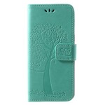 Funda Samsung Galaxy A8 2018 efecto árbol y búhos en piel