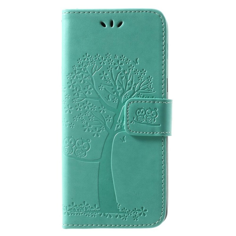 Funda Samsung Galaxy A8 2018 efecto árbol y búhos en piel