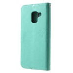 Funda Samsung Galaxy A8 2018 efecto árbol y búhos en piel