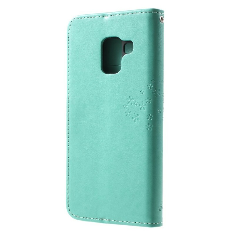 Funda Samsung Galaxy A8 2018 efecto árbol y búhos en piel