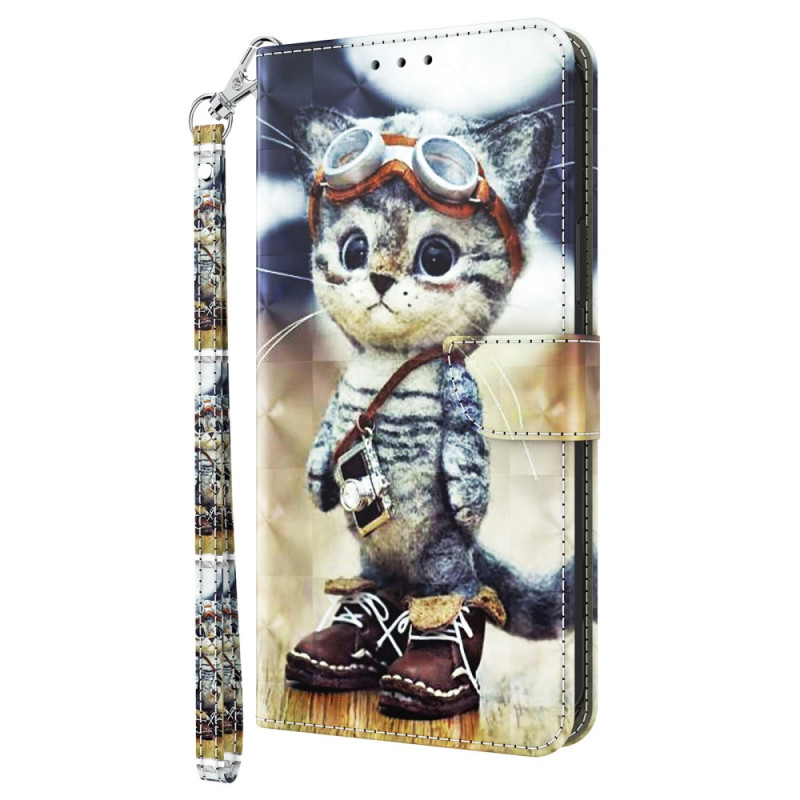 Funda Xiaomi Redmi 12C con cordón Funny Cat
