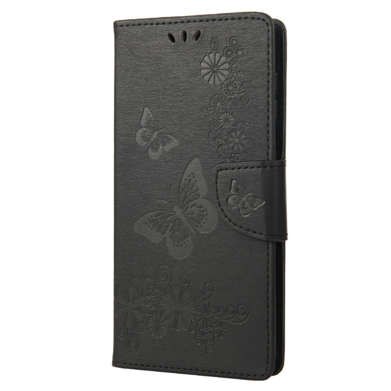 Funda Moto G82 5G / G52 de cuero estilo mariposas
