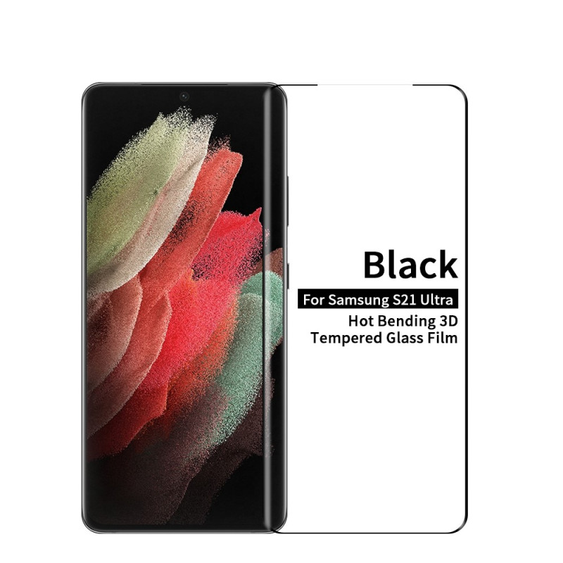 Protector de pantalla de cristal templado
 contorno negro Samsung Galaxy S21 Ultra
