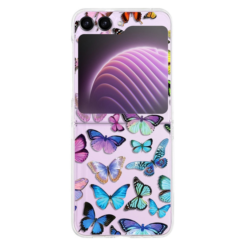 Funda Samsung Galaxy Z Flip 5 Transparente Mariposas de Colores
