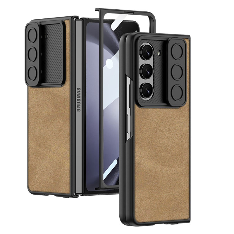 Funda Samsung Galaxy Z Fold 5 de piel y protector de pantalla GKK
