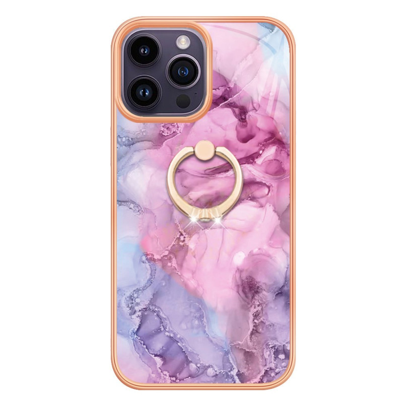 Funda de mármol con anillo de soporte para el iPhone 15 Pro Max