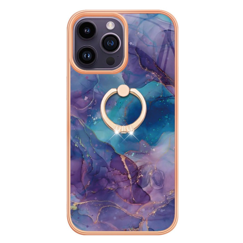 Funda de mármol con anillo de soporte para el iPhone 15 Pro Max