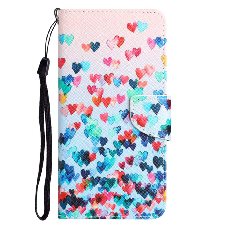 Funda para iPhone 15 Rain of Hearts Lanyard