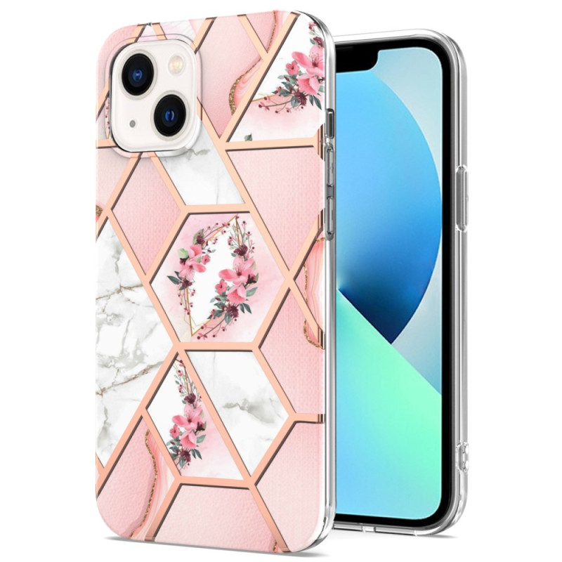 Funda de mármol floral para iPhone 15