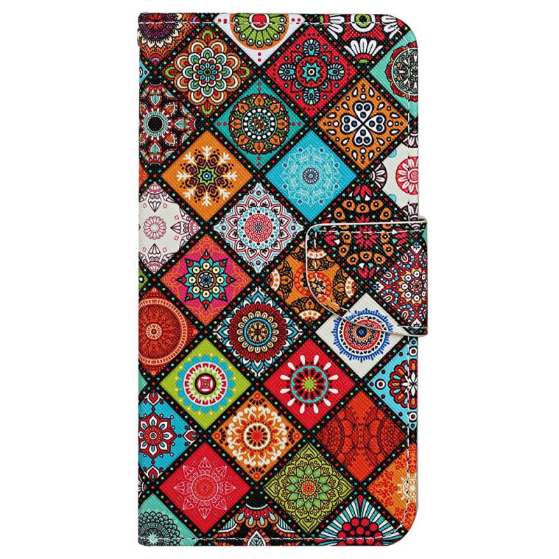 Funda iPhone 15 Joli Patchwork à Lanière