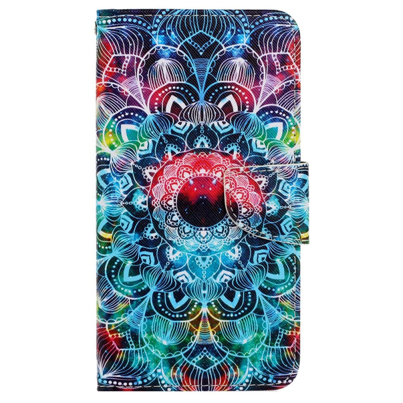 Funda iPhone 15 Mandala de colores con colgante
