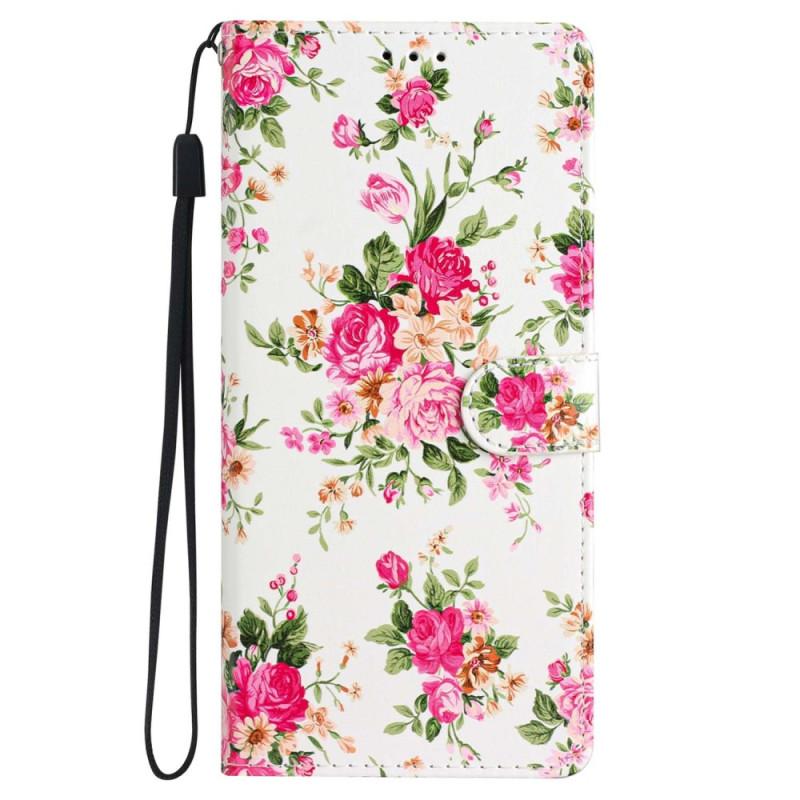 Funda iPhone 15 Plus Flores con cordón