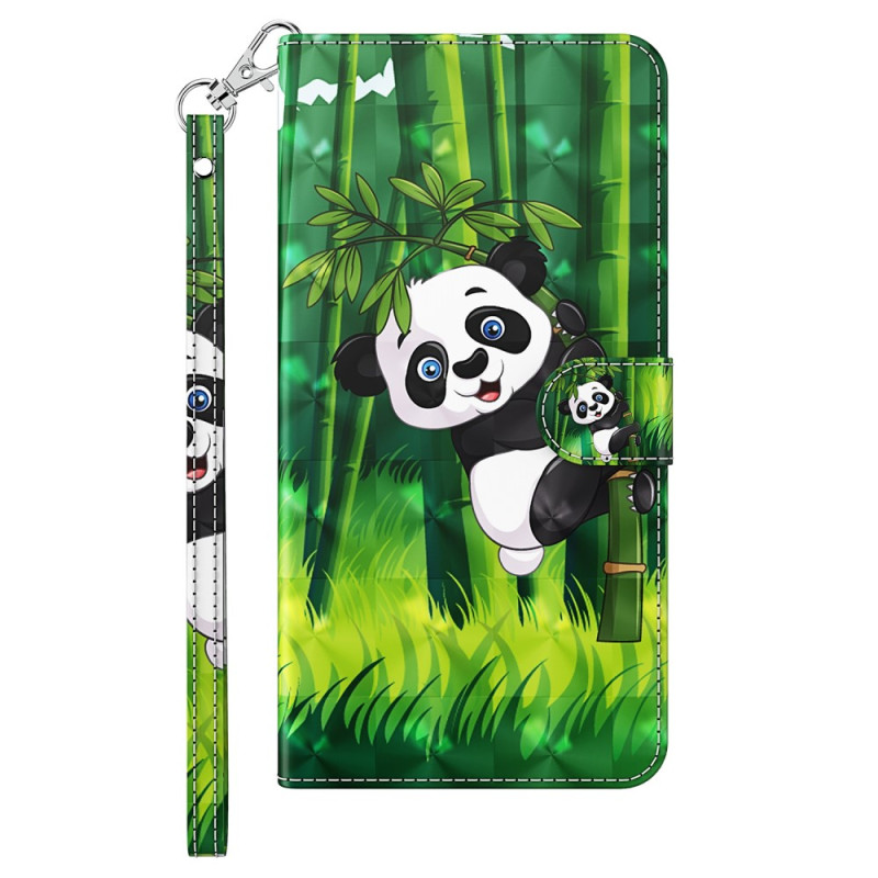 Funda iPhone 15 Plus Panda Bamboo 3D con colgante
