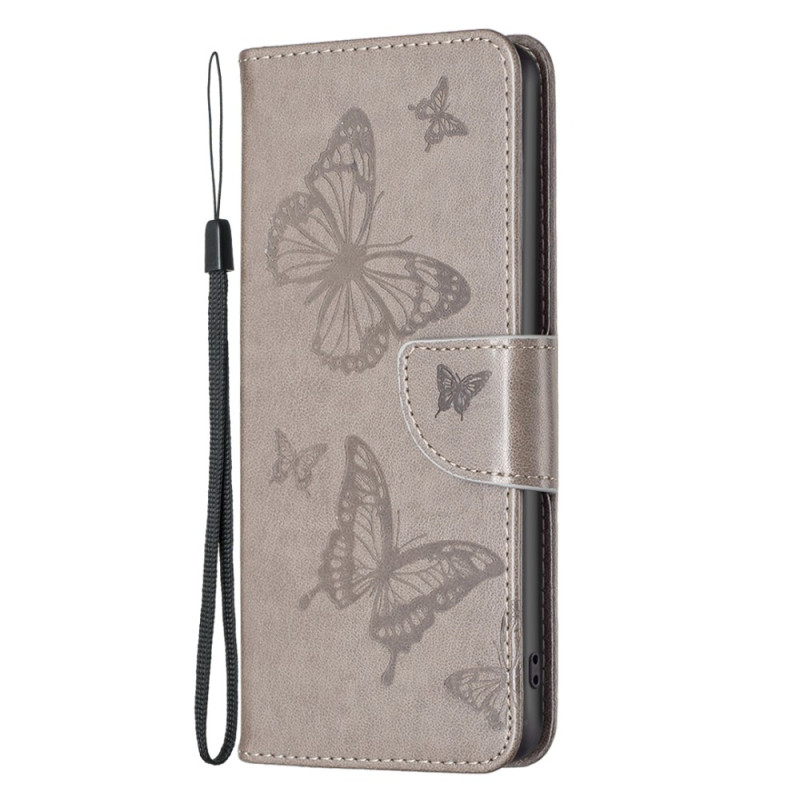 Funda iPhone 15 Plus Impresa Mariposas con Lanyard