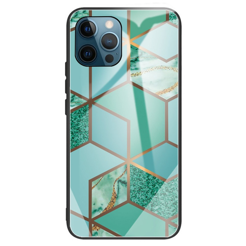 Funda iPhone 15 Pro de cristal templado
 con mármol geométrico