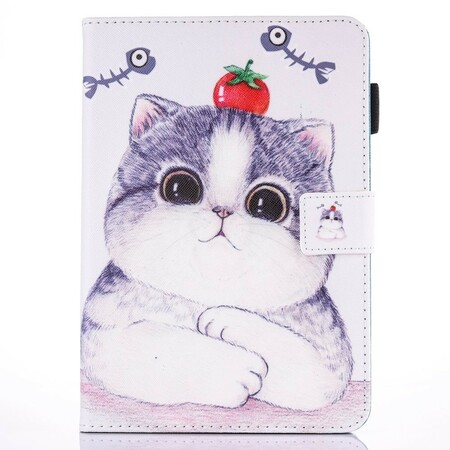 Funda para iPad de 9,7 pulgadas (2017) Tomate sobre el gato