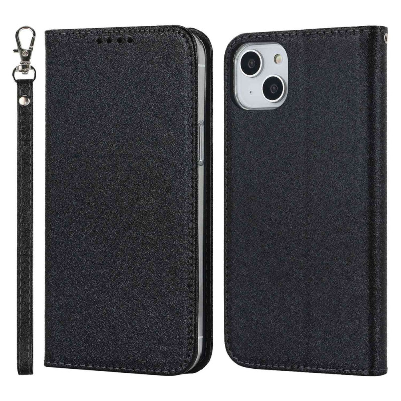 Flip Cover iPhone 15 Plus Estilo Cuero Suave con Colgante
