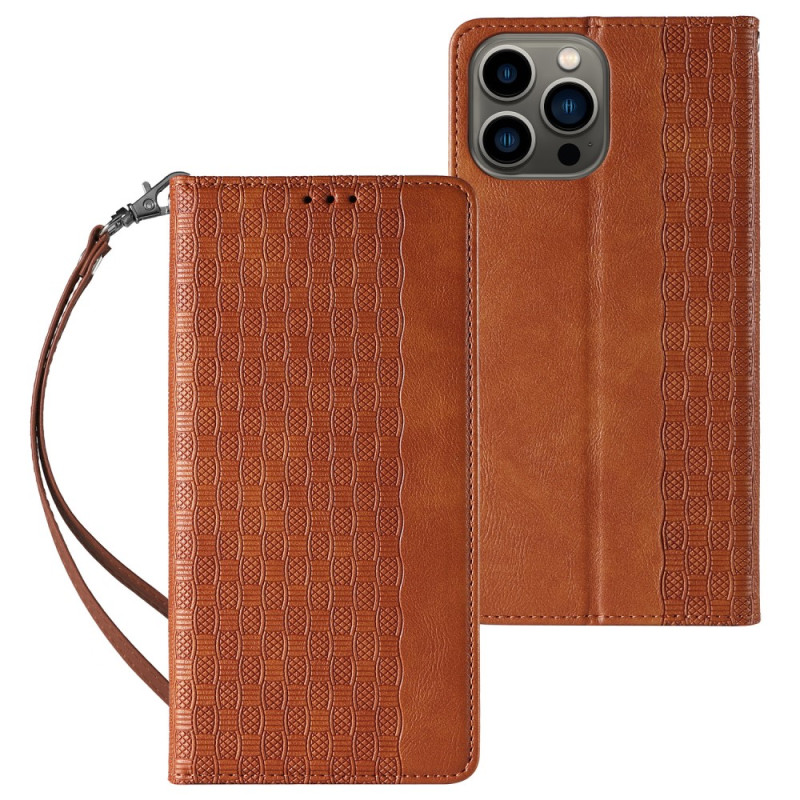 Funda Elegante Flip Vintage para iPhone 15 Pro con colgante

