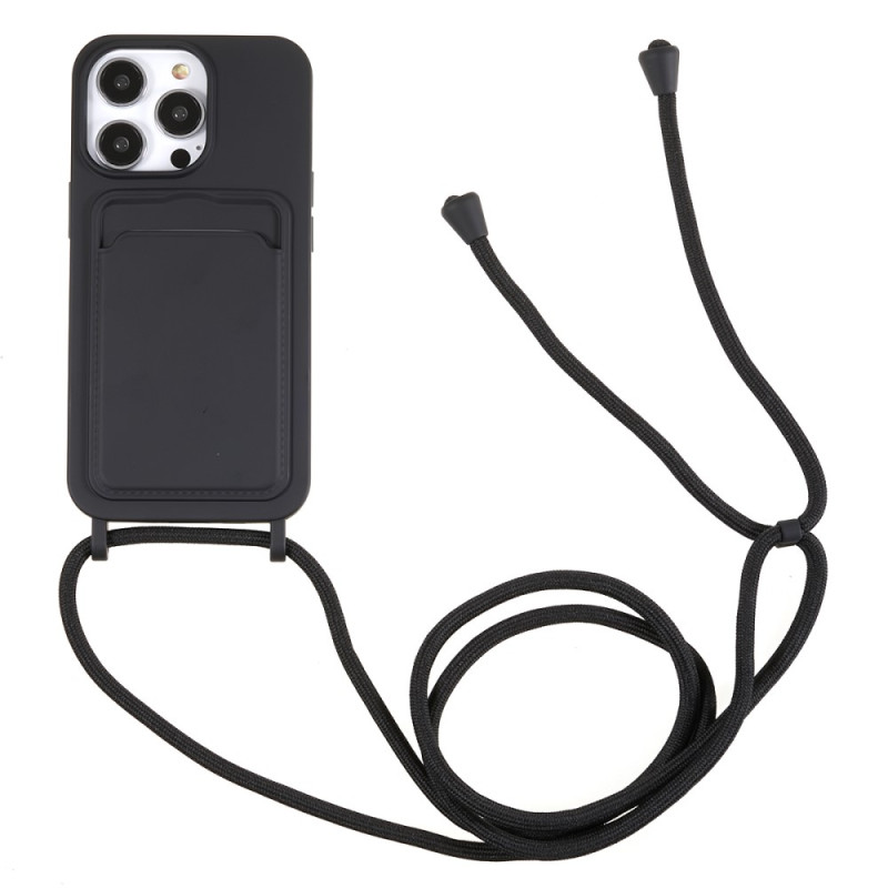 Funda con cable para iPhone 15 Pro con tarjetero