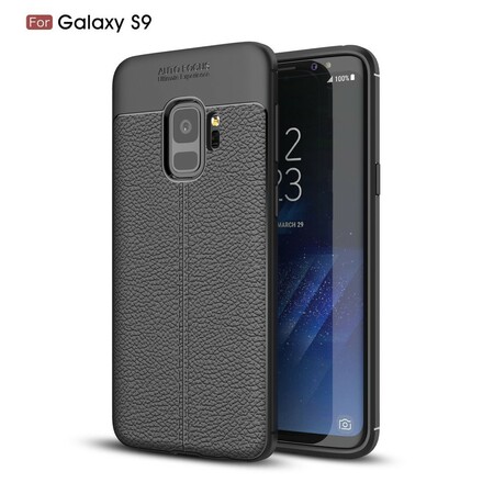 Funda de piel para Samsung Galaxy S9 efecto lichi de doble línea