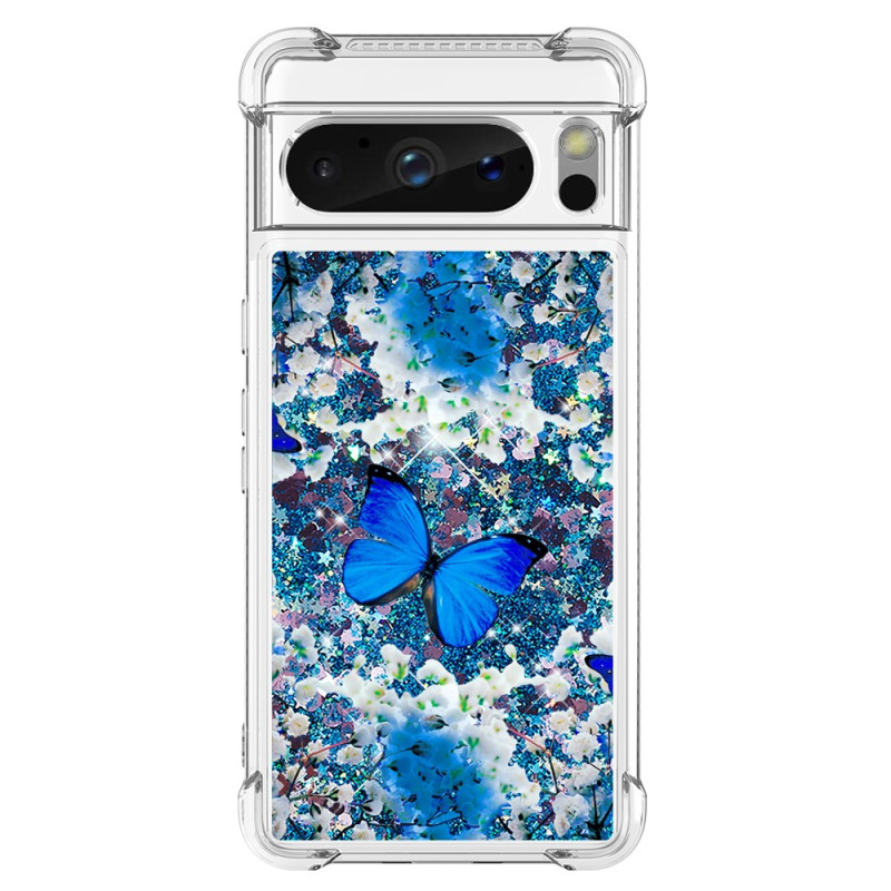 Funda de mariposa con purpurina para Google Pixel 8 Pro