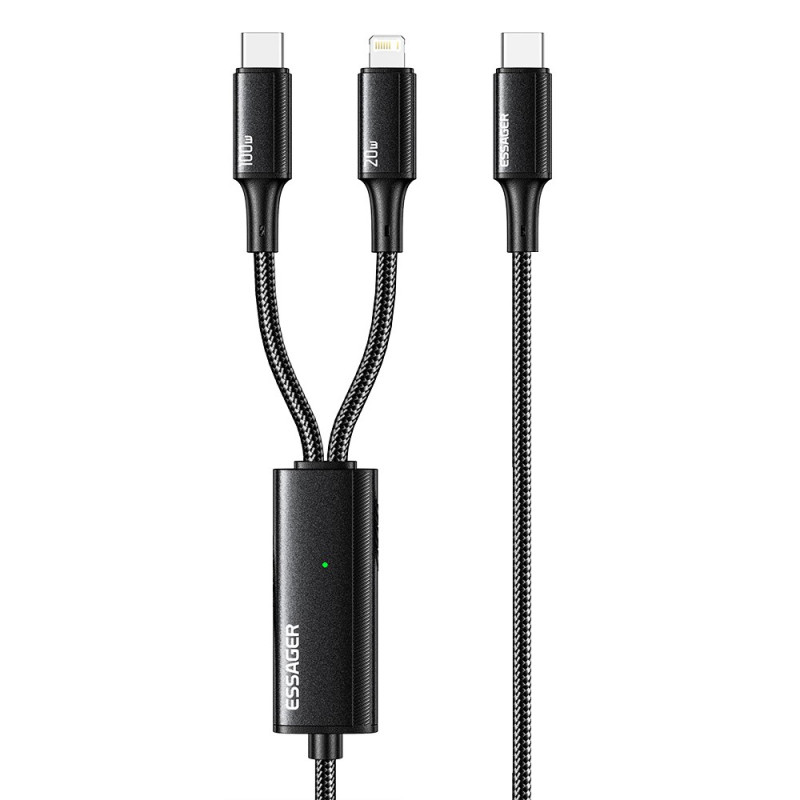 Cable de carga ESSAGER Multi-Embout USB-C y Lightning