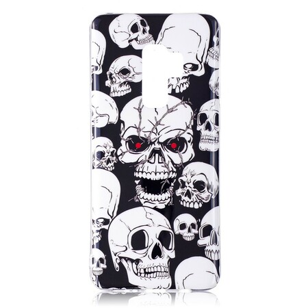 Funda fluorescente de calaveras de precaución para el Samsung Galaxy S9
