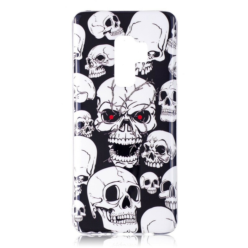 Funda fluorescente de calaveras de precaución para el Samsung Galaxy S9