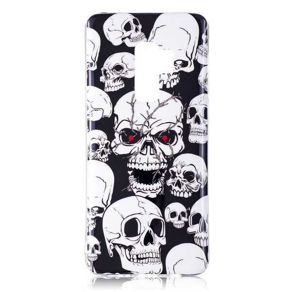Funda fluorescente de calaveras de precaución para el Samsung Galaxy S9