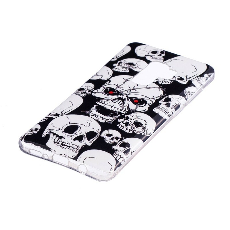 Funda fluorescente de calaveras de precaución para el Samsung Galaxy S9