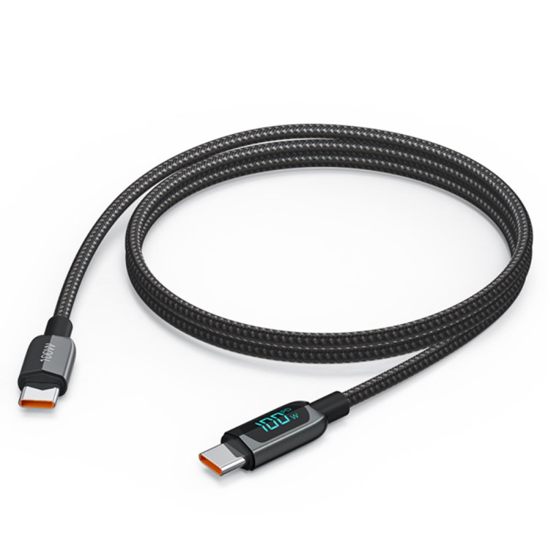 Cable de carga y transmisión USB-C a USBC de 100 W de potencia.