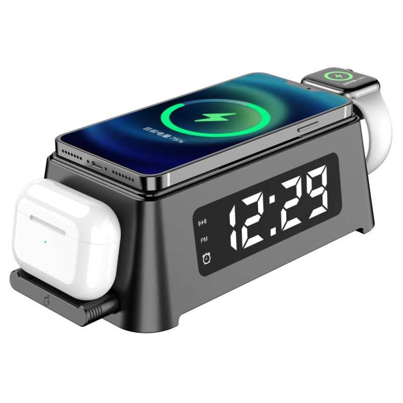 Reloj despertador Cargador inalámbrico para teléfono, reloj y auriculares -  Dealy