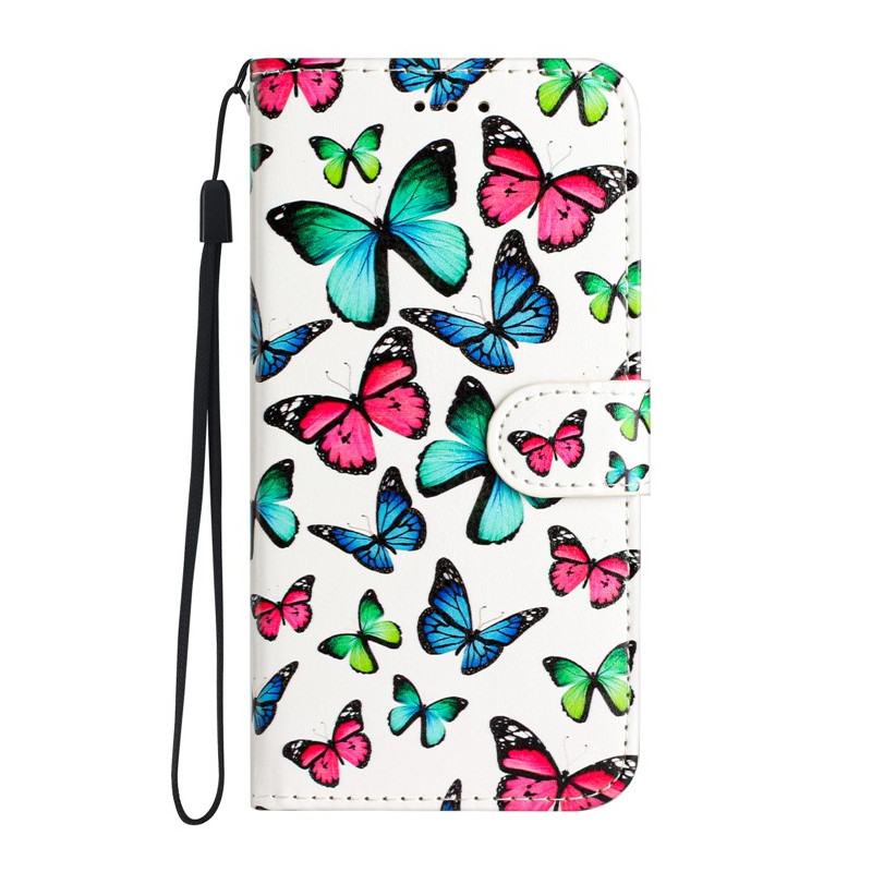 Funda con colgante
 para Moto G14 Mariposas de colores