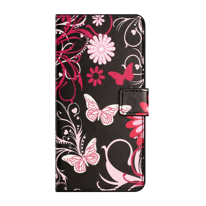 Funda Moto G14 Mariposas sobre fondo negro