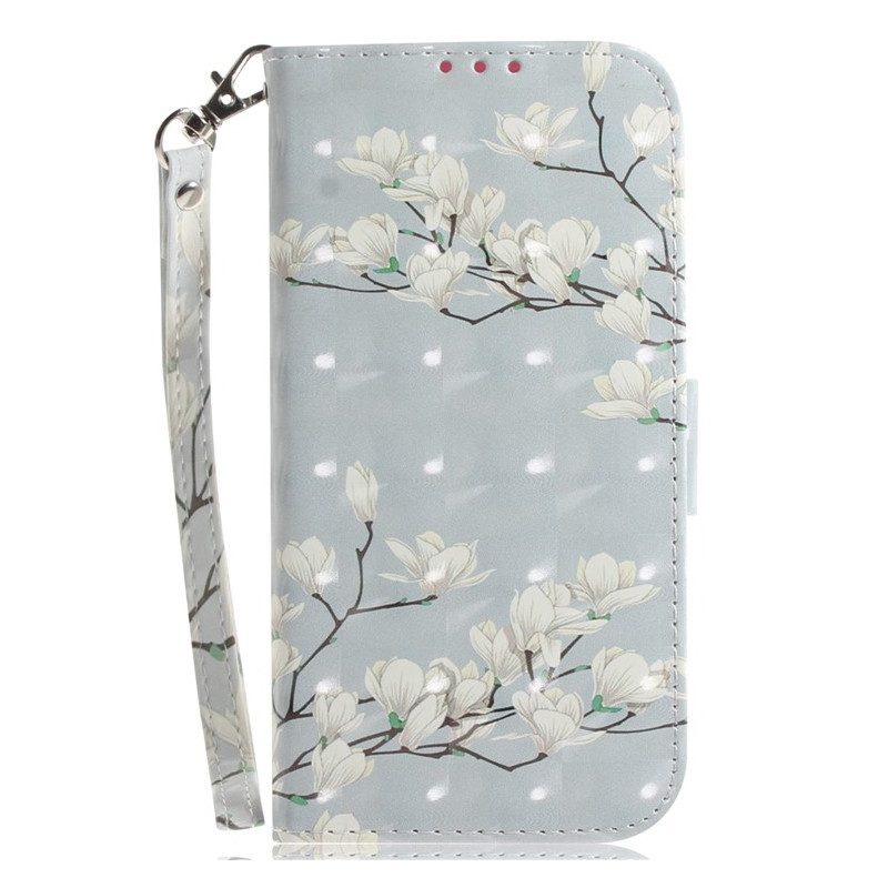 Funda con colgante
 para Moto G14 White Magnolias