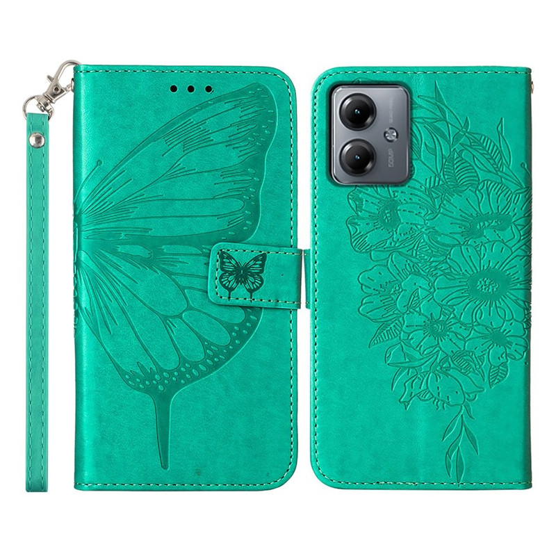 Funda con colgante
 de mariposa barroca para Moto G14