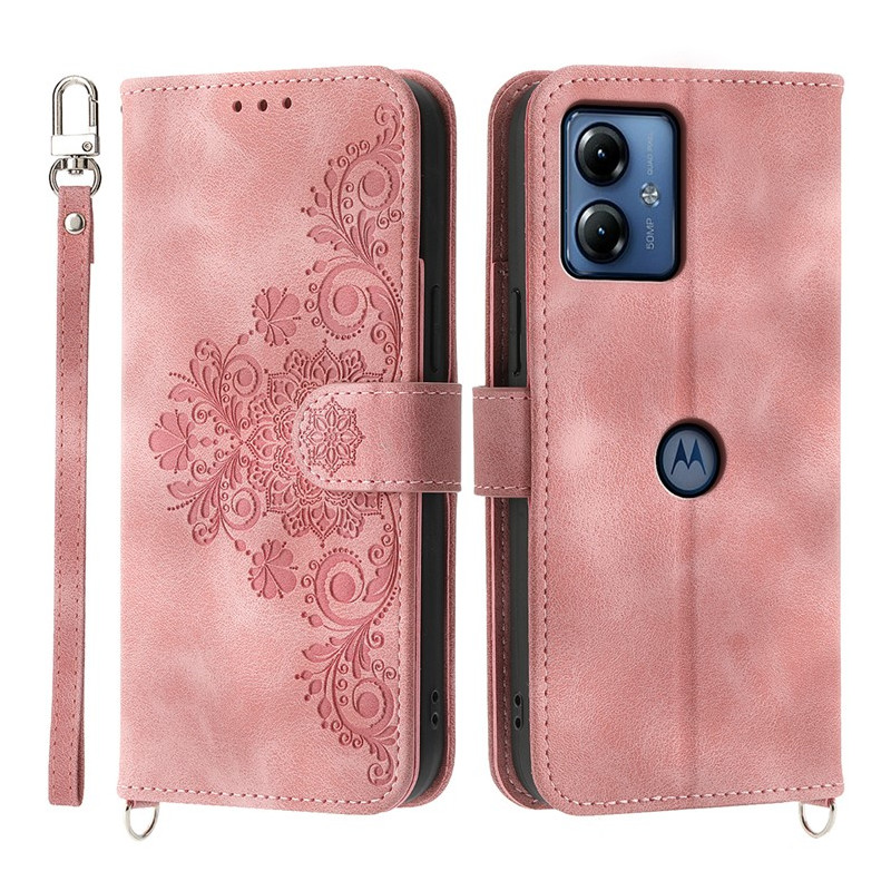 Funda discreta para Moto G14 de encaje con colgante
 y bandolera