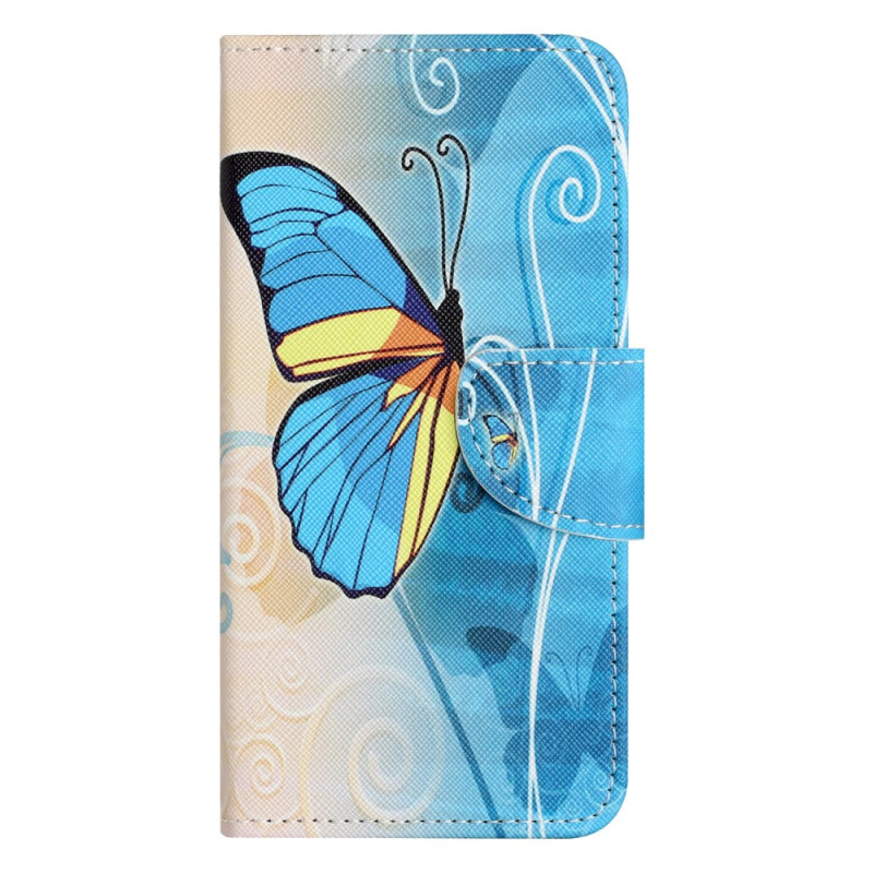 Funda con colgante
 de mariposa azul y amarilla para Samsung Galaxy S24 5G