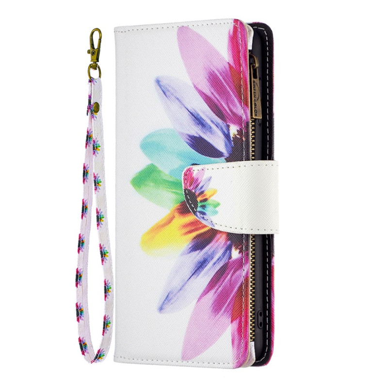 Funda Samsung Galaxy S24 5G Acuarela Flor Cartera con Colgante
