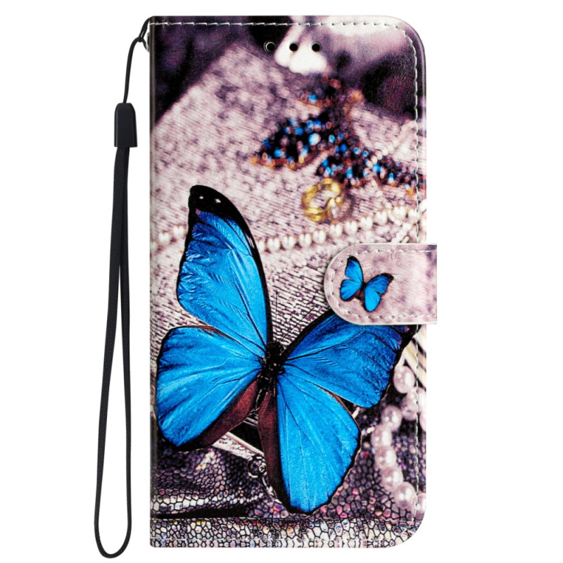 Funda con colgante
 de mariposa azul para Samsung Galaxy S24 5G