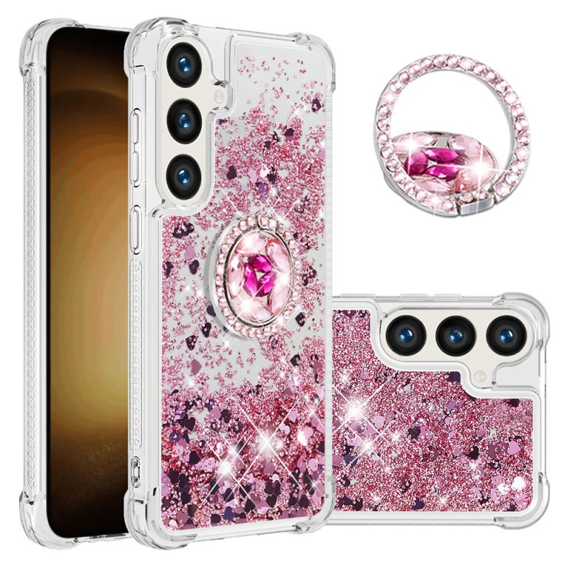 Funda Samsung Galaxy S24 5G con anillo de soporte de purpurina